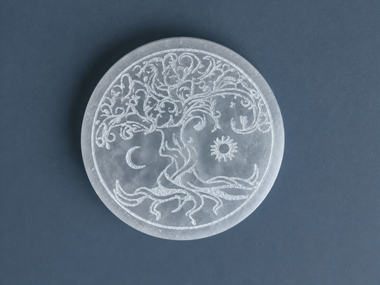 Plaque de Rechargement en Sélénite – Soleil & Lune
